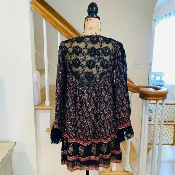 Free People Nomad Child Floral Dress Print Belle Sleeve Lace - Picture 11 of 16